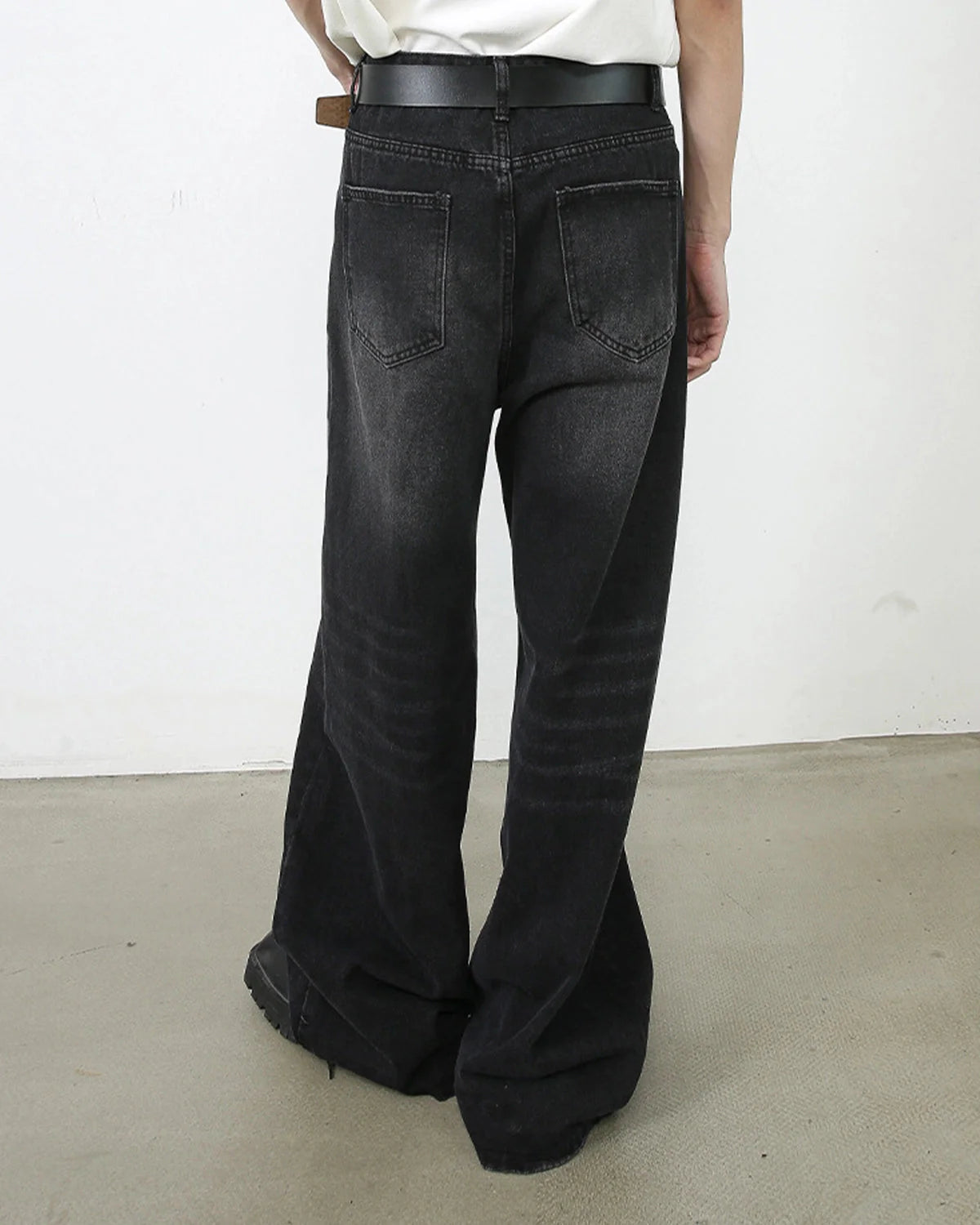Black Monkey Washed Wide Leg Jeans | LCDEGO Streetwear