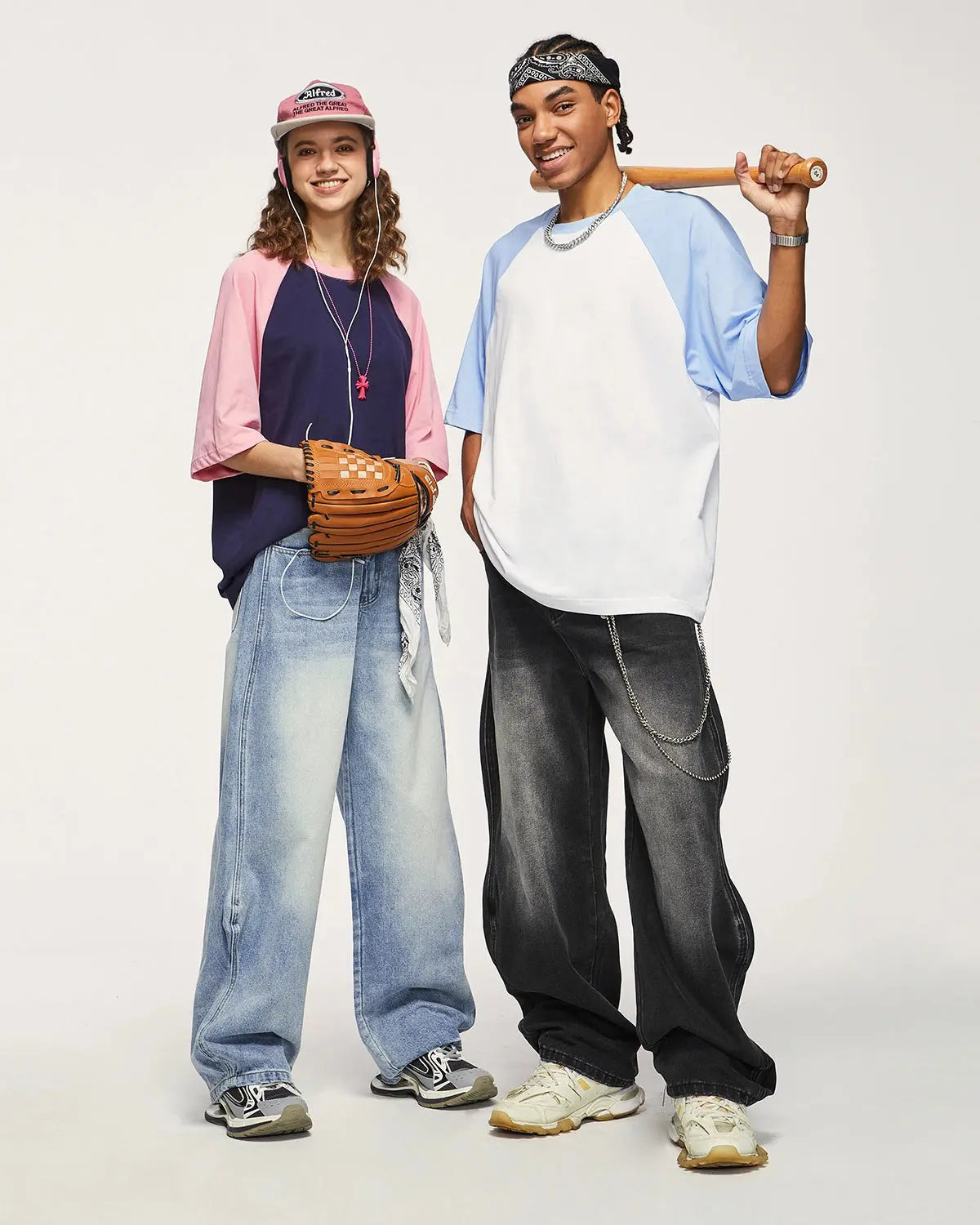 LCDEGO Wave Washed Baggy Jeans