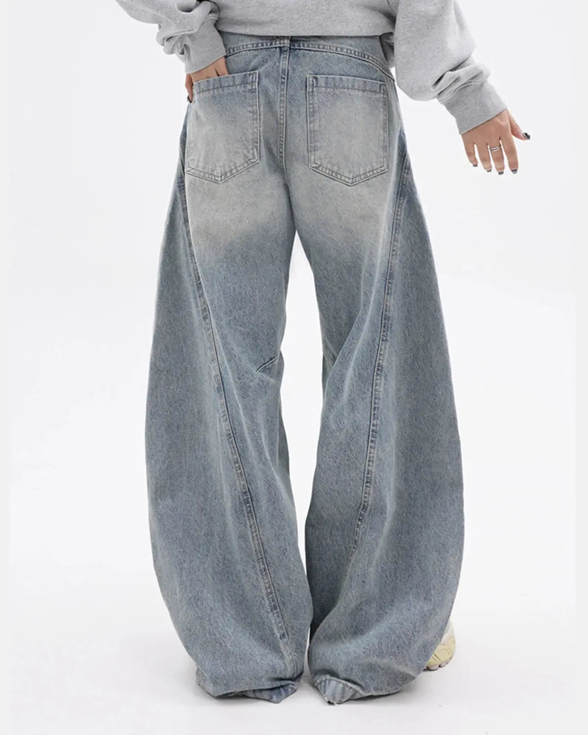 Acid Washed Distressed Barrel Jeans | LCDEGO Streetwear