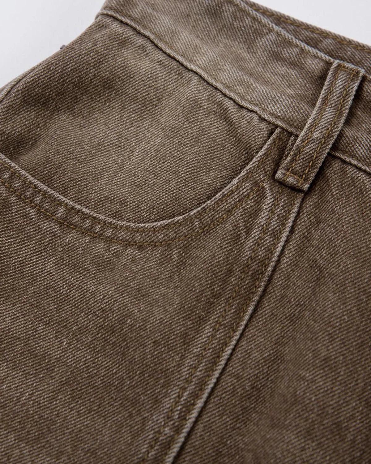 Brown Acid Wash Barrel Jeans | LCDEGO Streetwear