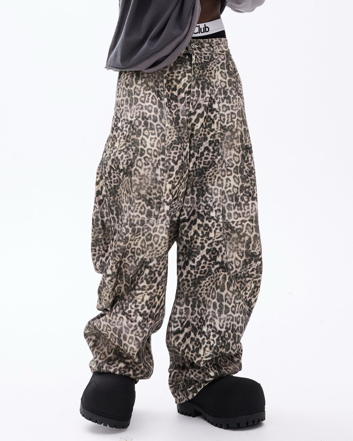 Leopard Print Barrel Denim | LCDEGO Streetwear