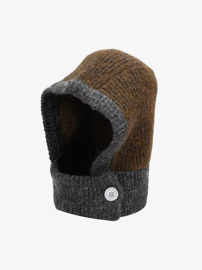 Retro Color-Block Chunky Knit Balaclava Hats