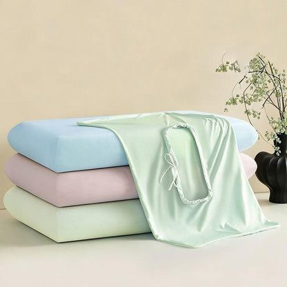 Instant Cooling Ice Silk Summer Pillowcase | Modern Minimalist Breathable Pillow Protector | Premium Vegan Silk Alternative (4 Colors)
