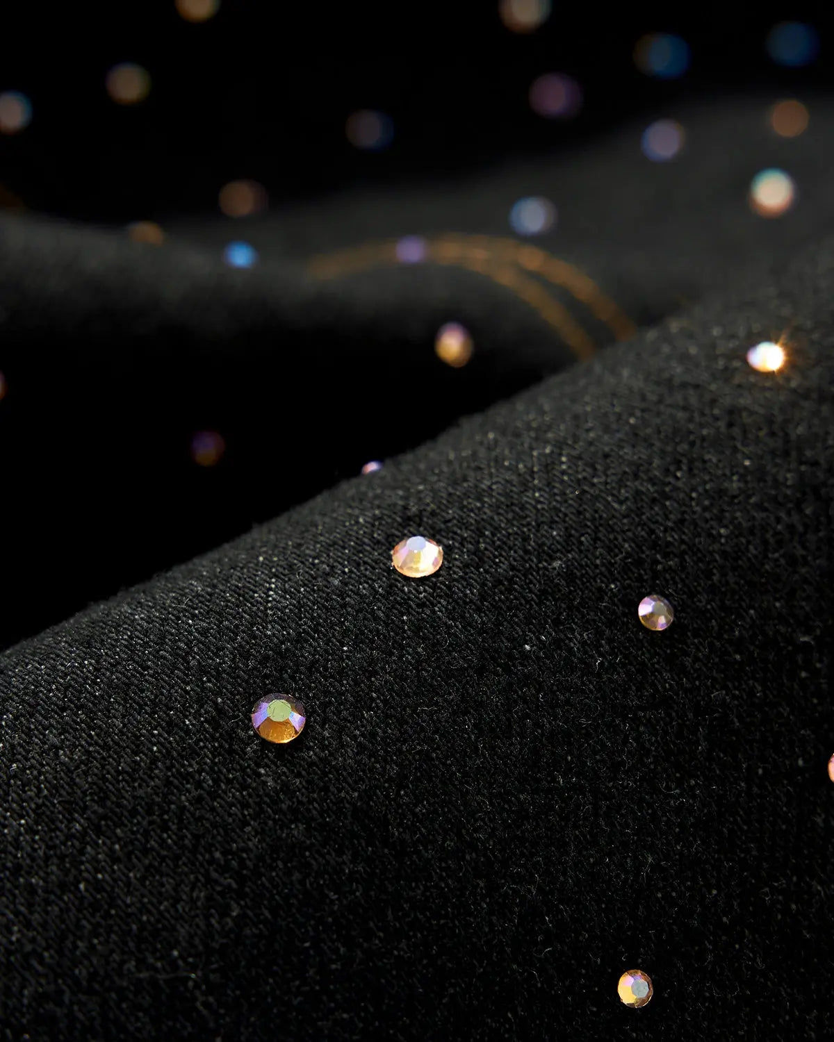 Colorful Rhinestone Raw Barrel Jeans | LCDEGO Streetwear