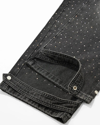 Colorful Rhinestone Wash Baggy Jeans | LCDEGO Streetwear