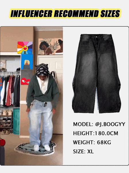 LCDEGO Brand Washed Baggy Denim Pants