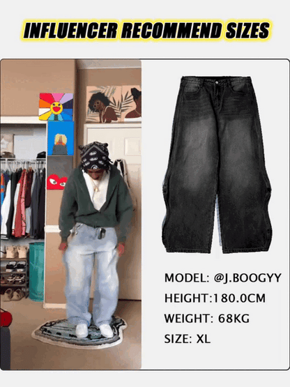 LCDEGO Brand Washed Baggy Denim Pants
