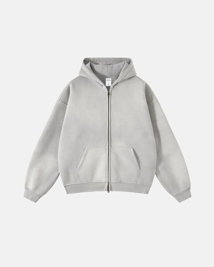 LCDEGO Vintage Washed Zip Up Hoodie