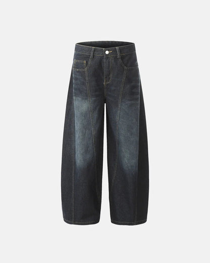 Lettering Embroidery Barrel Baggy Jeans | LCDEGO Streetwear