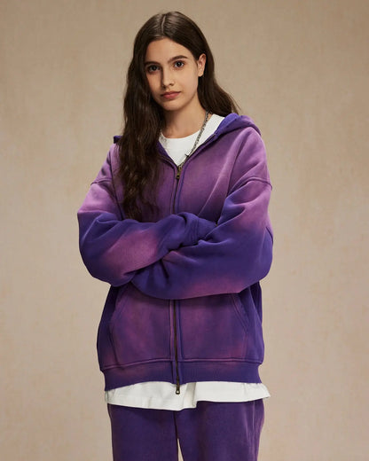 Acid Washed Zip Up Hoodies | LCDEGO Streetwear