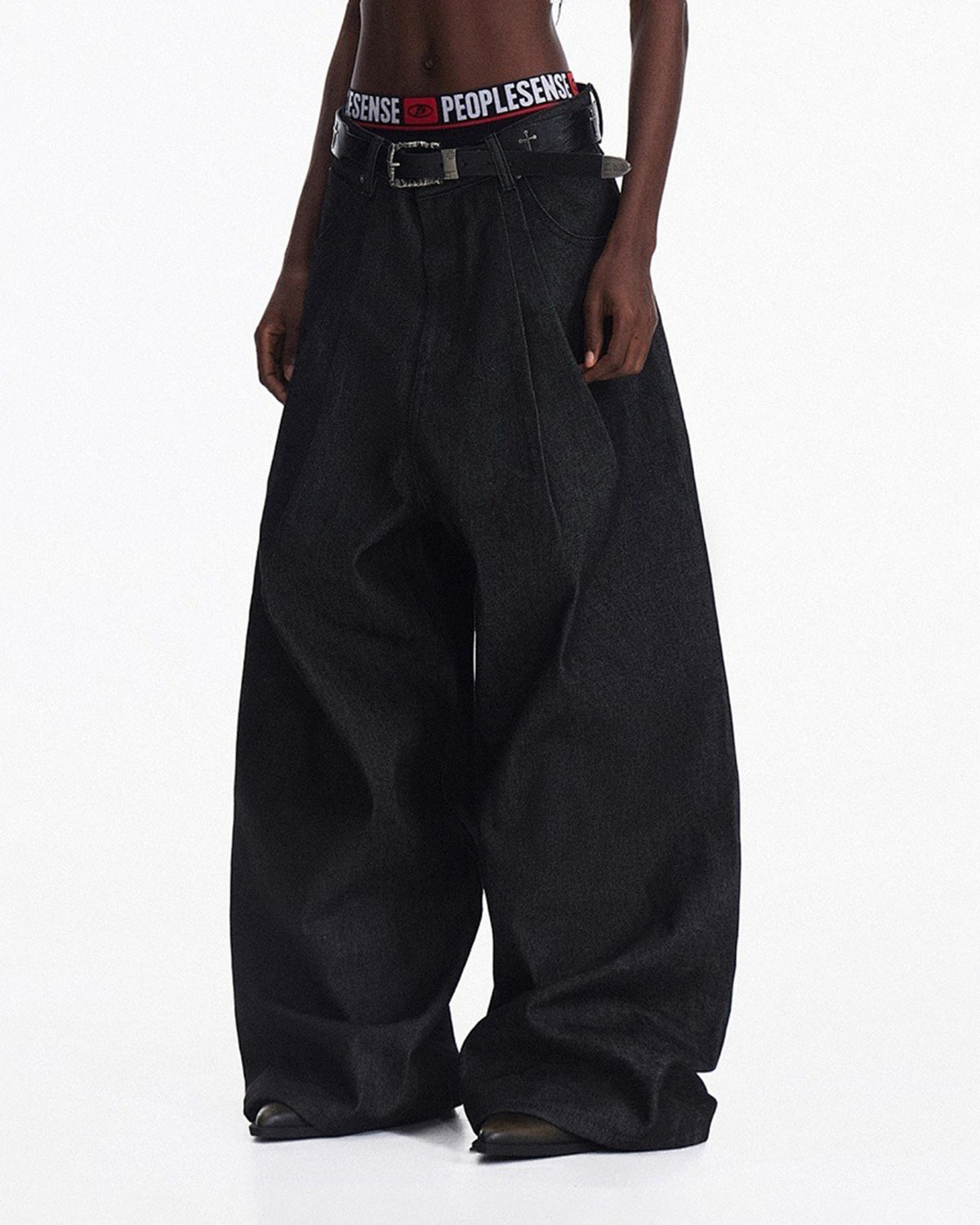 Heavyweight Baggy Raw Wide-Leg Jeans | LCDEGO Streetwear