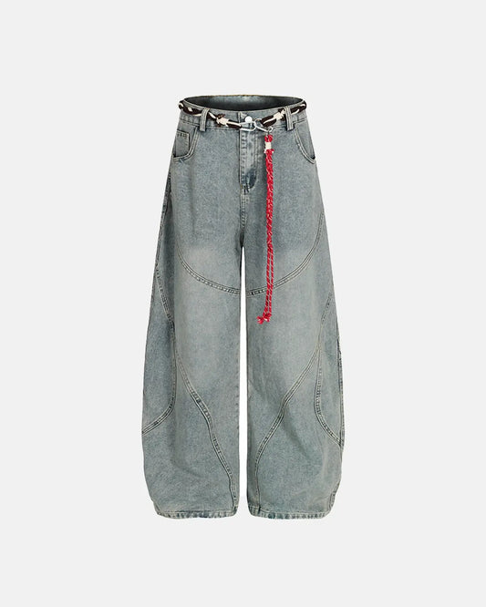Acid Wash Stitching Baggy Jeans | LCDEGO Streetwear