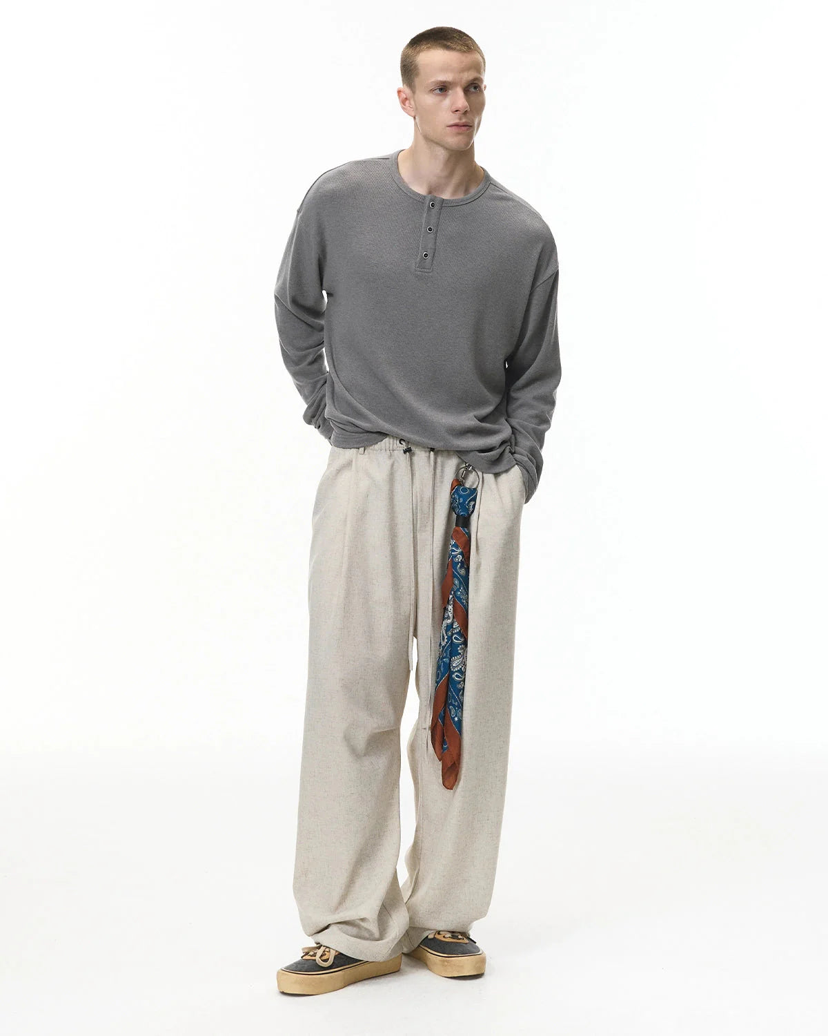 Henley Collar Long Sleeve Tees | LCDEGO Streetwear