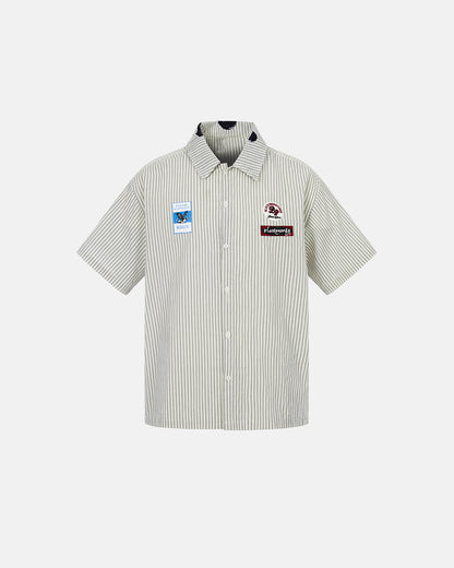 Graffiti Patch Striped Shirts | LCDEGO Streetwear