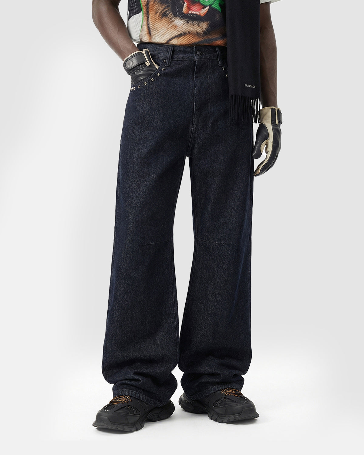 Studded Baggy Bootcut Jeans | LCDEGO Streetwear