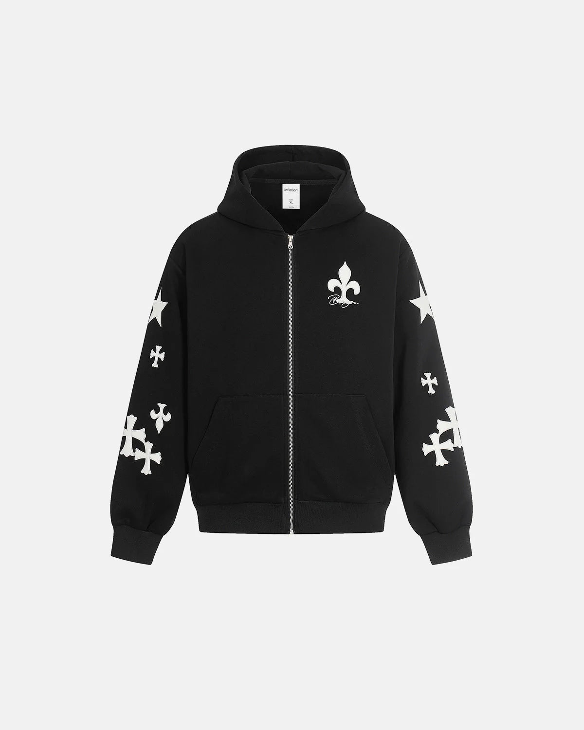 Cross PU Patch Embroidery Zip Up Hoodies | LCDEGO Streetwear