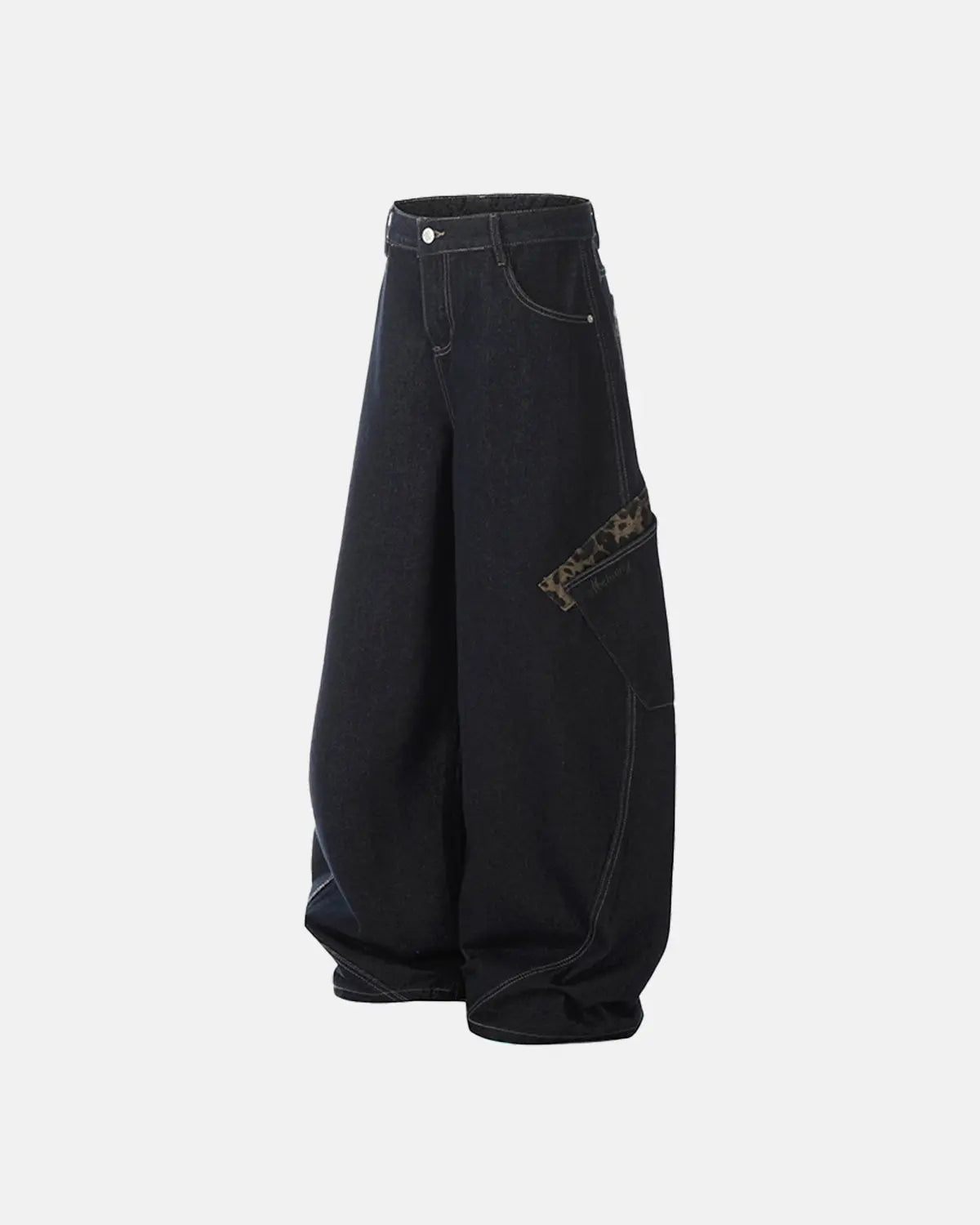 Leopard Patchwork Barrel Jeans | LCDEGO Streetwear