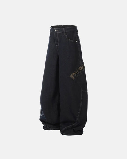 Leopard Patchwork Barrel Jeans | LCDEGO Streetwear