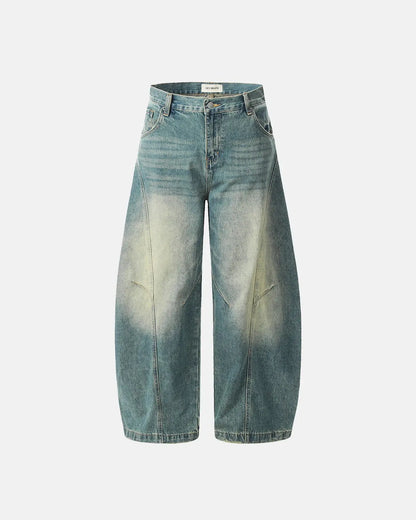 Acid Wash Baggy Barrel Jeans | LCDEGO Streetwear