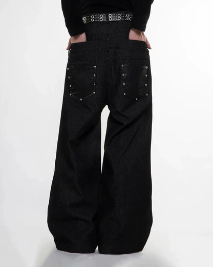 Double Wasit Raw Super Baggy Jeans | LCDEGO Streetwear