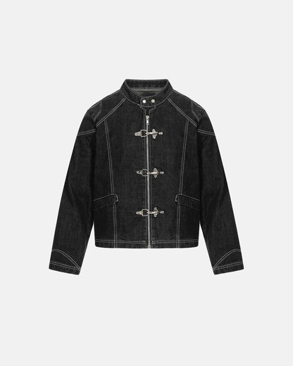 Raw Clasp Denim Jacket Front View | LCDEGO Streetwear