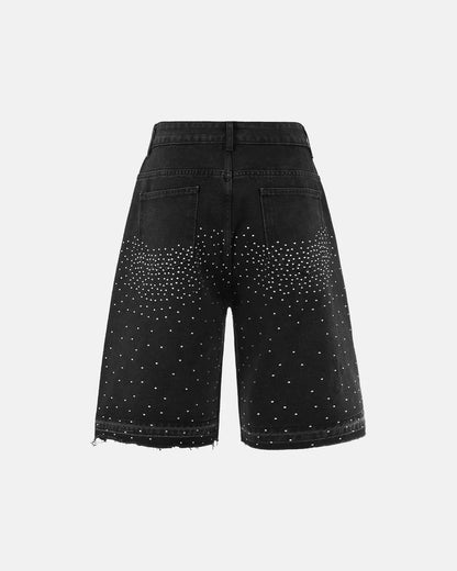 Rhinestone Straight Leg Jorts | LCDEGO Streetwear