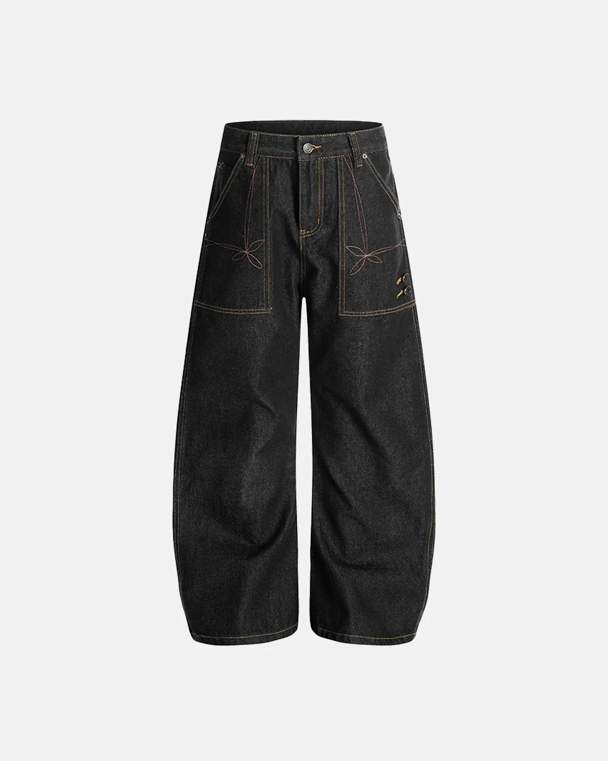 Raw Embroidery Baggy Jeans | LCDEGO Streetwear