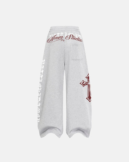 Cross Print Baggy Sweatpants | LCDEGO Streetwear