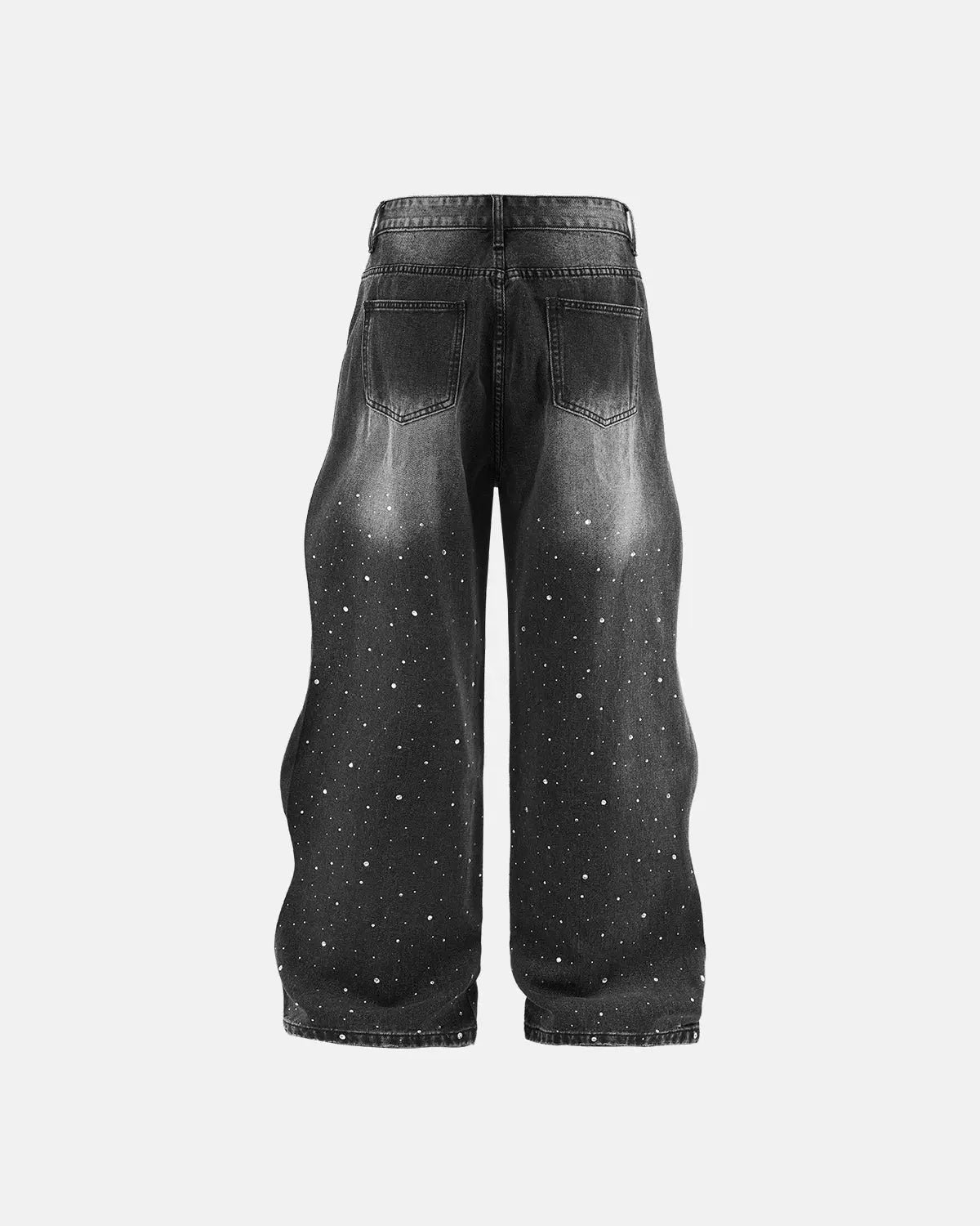 Shiny Rhinestone Wavy Baggy Jeans I LCDEGO Streetwear