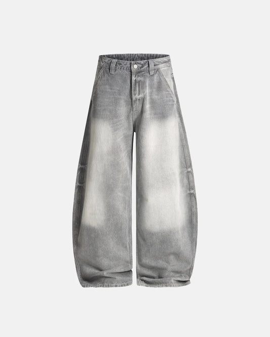 Blue Acid Wash Barrel Jeans | LCDEGO Streetwear