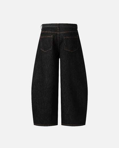 Pocket Embroidery Raw Barrel Jeans | LCDEGO Streetwear