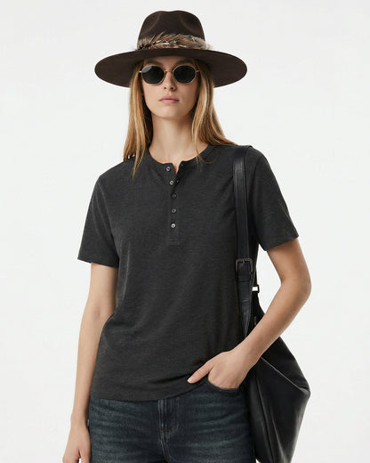 Blank Henley Neck Casual T-Shirt | LCDEGO Streetwear
