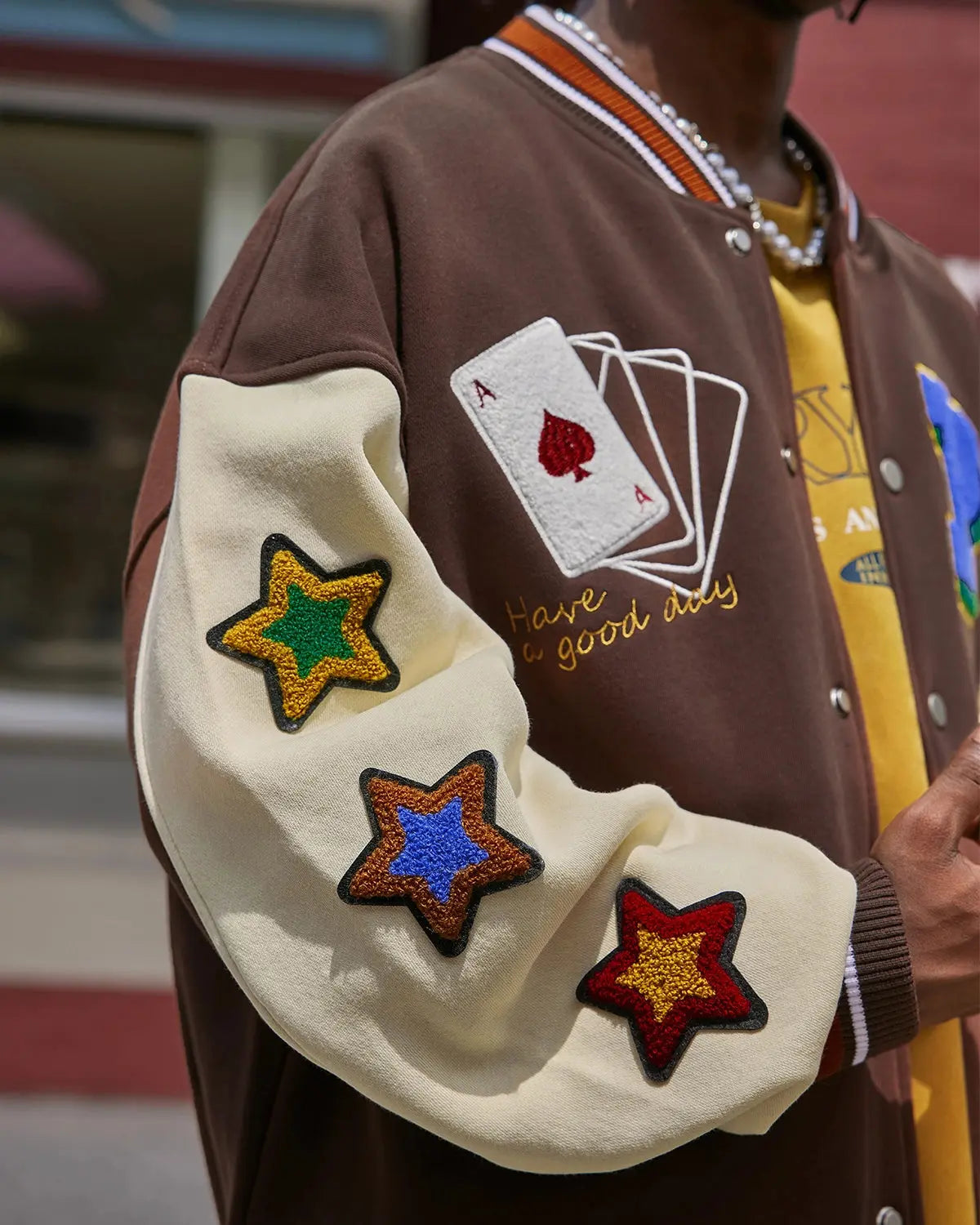 Poker Embroidery Varsity Jacket | LCDEGO Streetwear