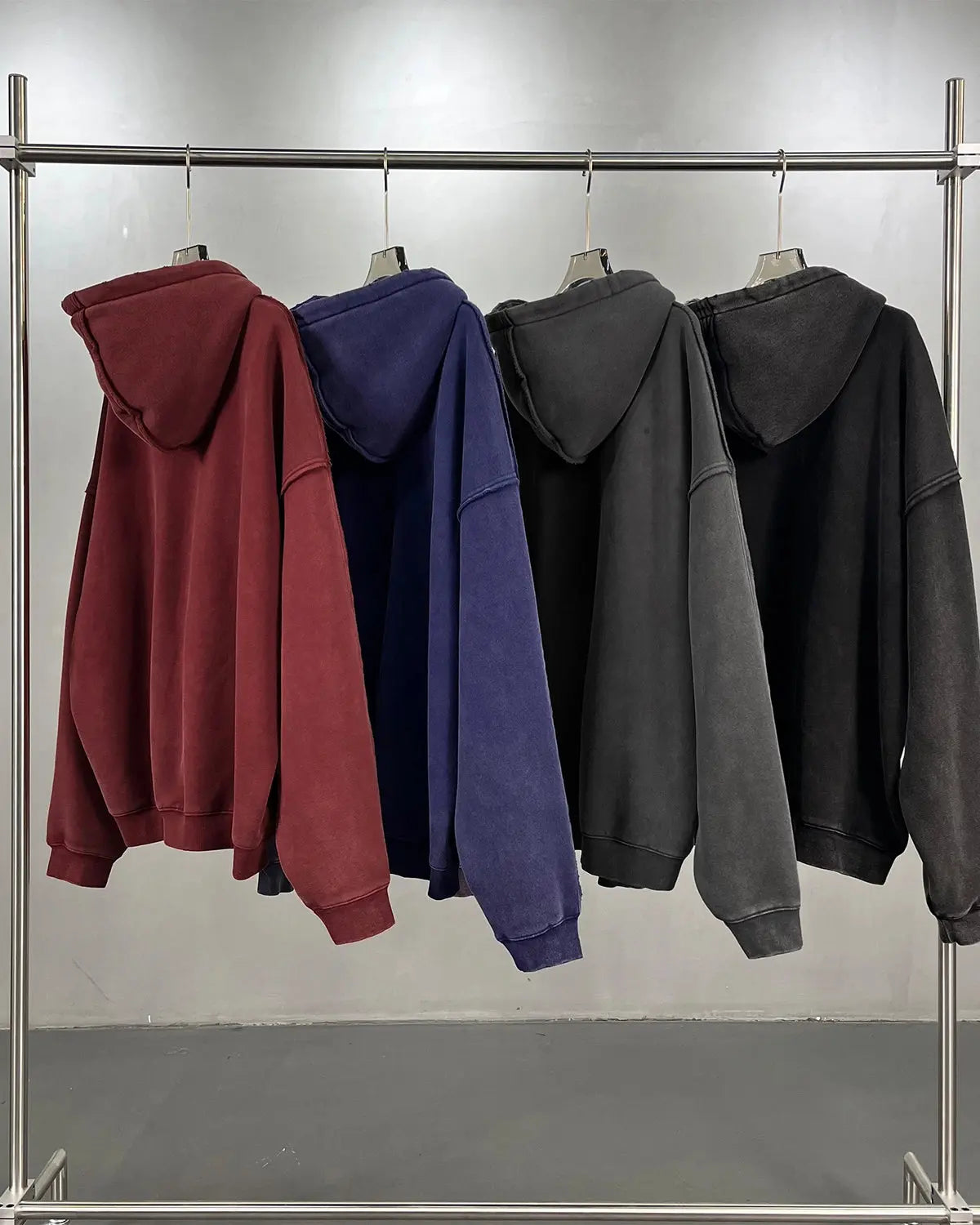 Distressed Acid Wash Double Zip Up Hoodies | LCDEGO Streetwear