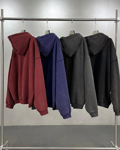 Distressed Acid Wash Double Zip Up Hoodies | LCDEGO Streetwear