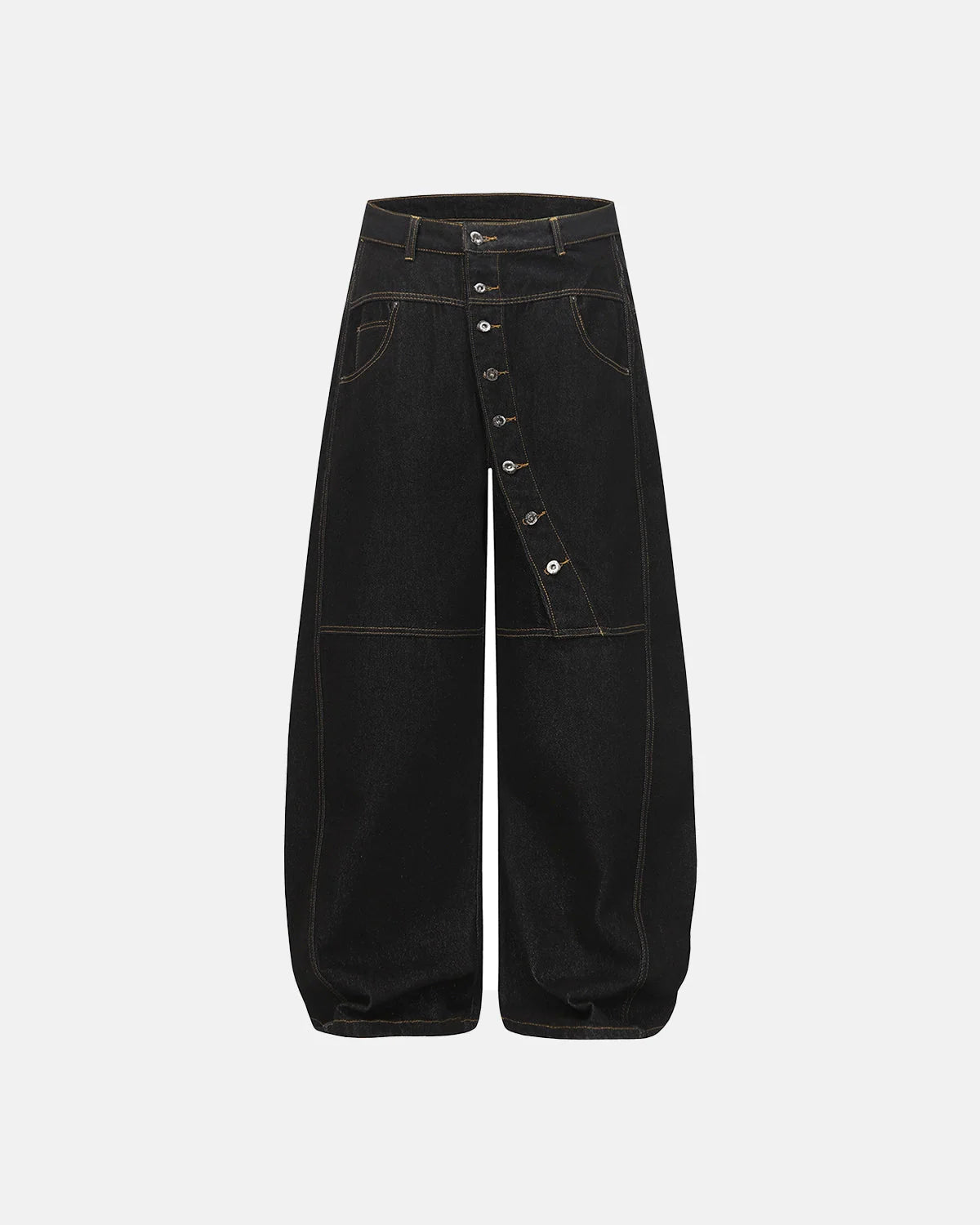Buttons Up Raw Baggy Jeans | LCDEGO Streetwear
