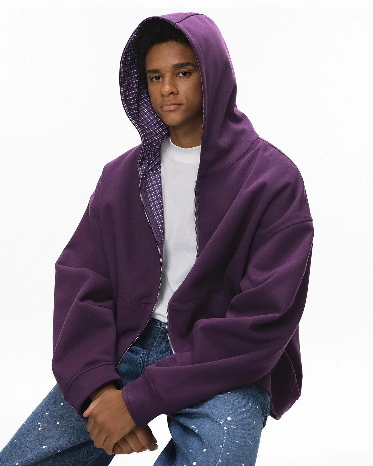 Boxy Fit Plaid Reversible Jacket | LCDEGO Streetwear