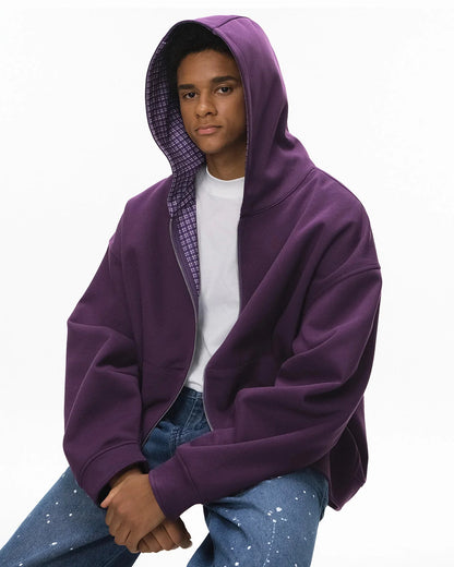 Boxy Fit Plaid Reversible Jacket | LCDEGO Streetwear