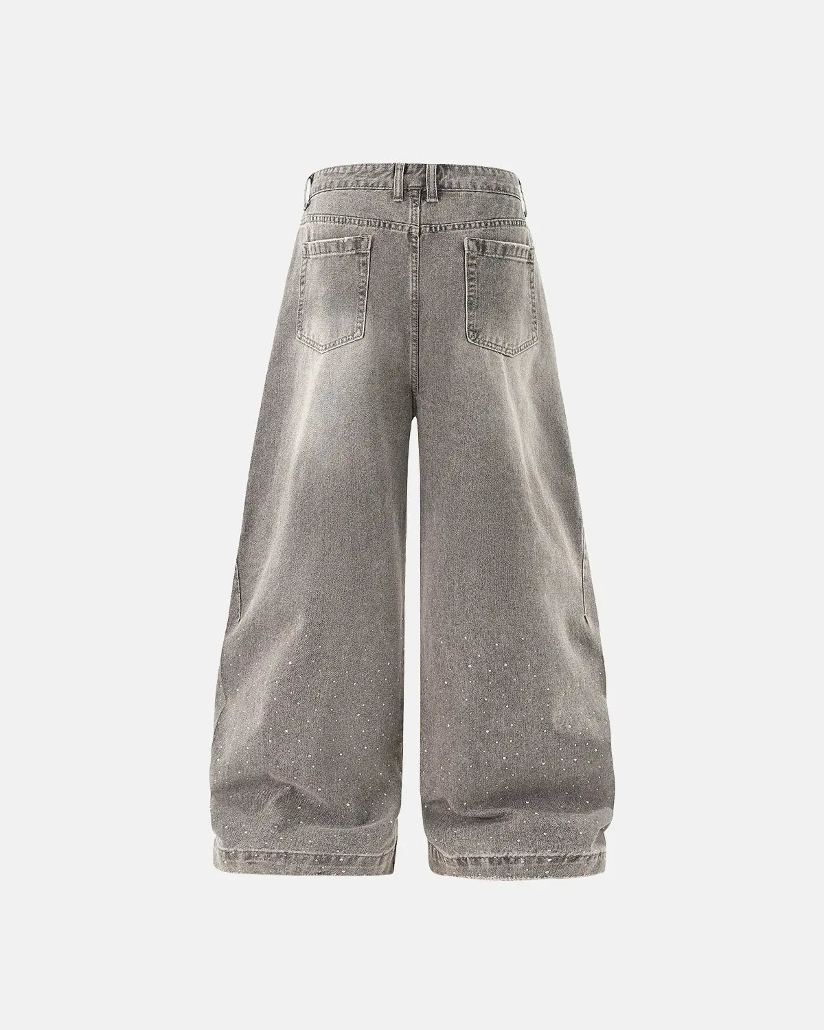 Rhinestone Washed Barrel Jeans| LCDEGO Streetwear