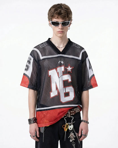 Colorblock Mesh Jersey T-Shirt| LCDEGO Streetwear