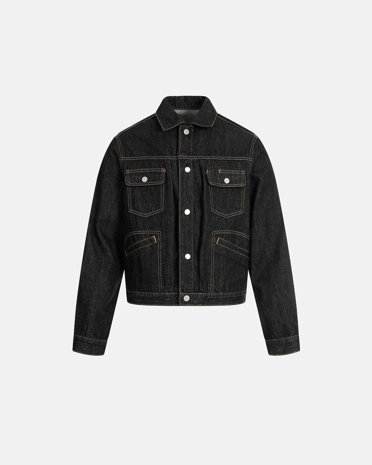 Black Multi Pockets Denim Jacket | LCDEGO Streetwear