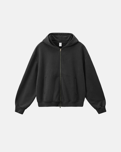 Acid Wash French Terry Zip Up Hoodies | LCDEGO Streetwear