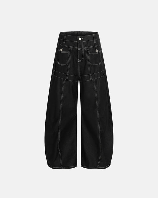 Stitching Deconstructed Barrel Jeans | LCDEGO Streetwear