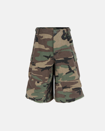 Oversized Camo Cargo Longline Shorts | LCDEGO Streetwear