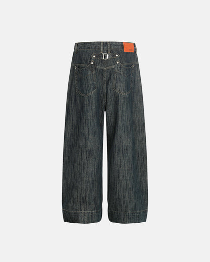 Cinch Back Bamboo Weave Jeans | LCDEGO Streetwear