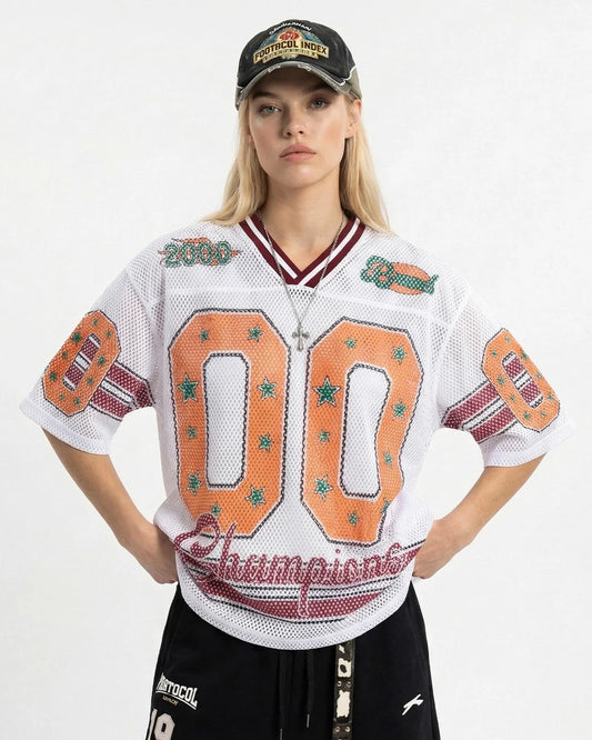 Star Graphic Mesh Football Jersey | LCDEGO Streetwear