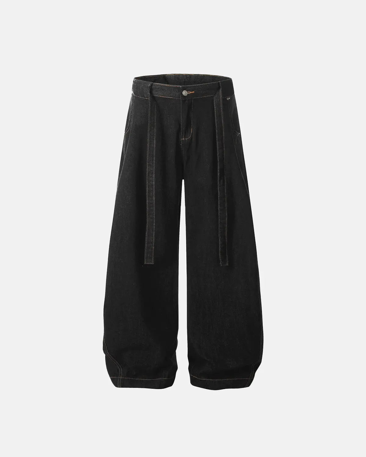 Contrast Stitch Raw Baggy Jeans | LCDEGO Streetwear