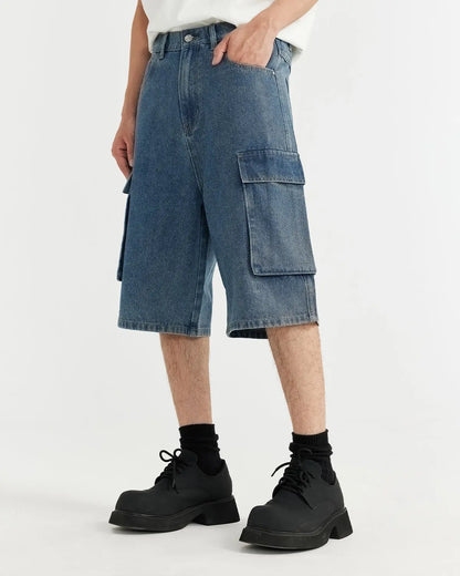 Blue Washed Cago Jorts | LCDEGO Streetwear