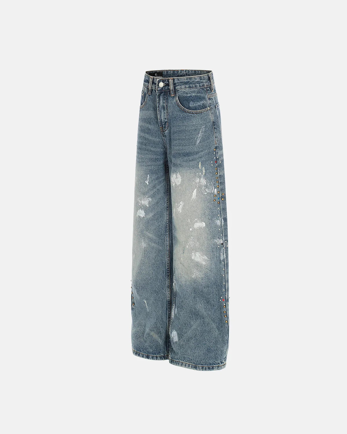 Acid Wash Beaded Studded Flared Baggy Jeans | LCDEGO Streetwear