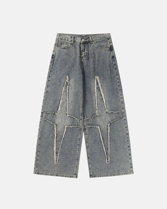 Star Patched Baggy Jeans | LCDEGO Streetwear